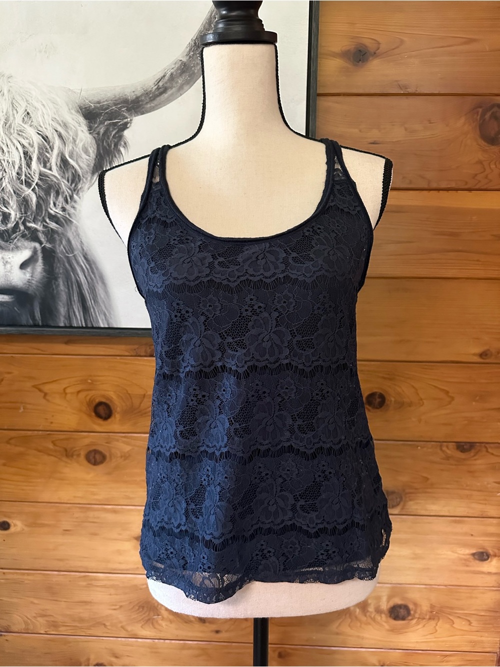 Abercrombie & Fitch Navy Lace Tank Top